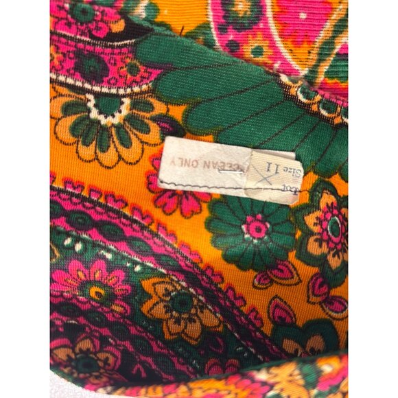 Vintage 70s Floral Paisley Retro Maxi Dress W/ Gold Buckle Detail Fits 4 6 Sml - Picture 6 of 7